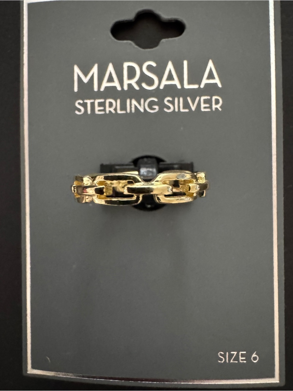 Marsala Gold Chain-Link Sterling Silver Ring - Size 6